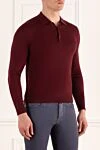 Cesare di Napoli Wool long sleeve polo burgundy for men - Embossed pattern. Long sleeve. 100% wool. Buttons. Country of manufacture: Italy. Care: specialized cleaning - photo 3