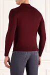 Wool long sleeve polo burgundy for men Cesare di Napoli - Embossed pattern. Long sleeve. 100% wool. Buttons. Country of manufacture: Italy. Care: specialized cleaning - photo 4