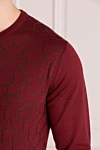 Cesare di Napoli Wool, cashmere and silk jumper burgundy for men - Geometric pattern. 60% wool, 30% silk, 10% cashmere. Country of manufacture: Italy. Care: specialized cleaning - photo 5