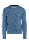 Cesare di Napoli Blue wool, cashmere and silk jumper for men - Geometric pattern. 60% wool, 30% silk, 10% cashmere. Country of manufacture: Italy. Care: specialized cleaning - photo 1