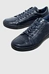 Dami Blue Alligator Sneakers for men - textured leather. fur lining. alligator skin. lacing. height 2cm. Country of manufacture: Italy. Care: specialized cleaning - photo 5