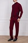 Men's sports suit made of wool and silk, burgundy Cesare di Napoli - 90% wool, 10% silk. Closure: Drawstring, zipper. Four side pockets. Country of manufacture: Italy. Care: specialized cleaning - photo 2