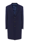 Tombolini Пальто классическое шерстяное синее с контрастным меховым шалевым воротником мужское - Контрастный меховой воротник. 100% шерсть. Пуговицы. Три боковых кармана, два внутренних кармана. 100% шёлк. Страна производитель: Италия. Уход: специализированная чистка - фото 1