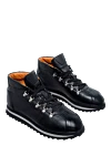 Doucal`s Black leather sneakers for men - contrast sole. 100% genuine leather. lacing. height 2cm. Country of manufacture: Italy. Care: specialized cleaning - photo 3