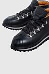 Doucal`s Black leather sneakers for men - contrast sole. 100% genuine leather. lacing. height 2cm. Country of manufacture: Italy. Care: specialized cleaning - photo 5