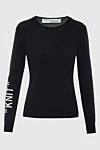 Off-White Black viscose and polyester jumper for women - Decoration: logo on the sleeve. 70% viscose, 30% polyester. Country of manufacture: Italy. Care: specialized cleaning - photo 1