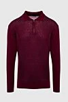 Cesare di Napoli Long sleeve polo in silk and cashmere burgundy for men - Fantasy Pattern. Long sleeve. 70% cashmere, 30% silk. Closure: Zipper. Country of manufacture: Italy. Care: specialized cleaning - photo 1