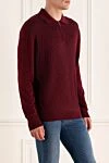 Cesare di Napoli Long sleeve polo in silk and cashmere burgundy for men - Fantasy Pattern. Long sleeve. 70% cashmere, 30% silk. Closure: Zipper. Country of manufacture: Italy. Care: specialized cleaning - photo 3