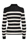 Black viscose and polyester jumper for women Balmain - striped pattern, buttons on the shoulders, lurex. 75% viscose, 25% polyester. Country of manufacture: Italy. Care: specialized cleaning - photo 6