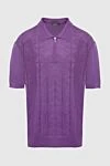 Cesare di Napoli Silk polo purple for men - Embossed pattern. 100% silk. Closure: Zipper. Country of manufacture: Italy. Care: specialized cleaning - photo 1