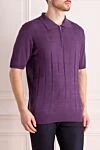 Cesare di Napoli Silk polo purple for men - Embossed pattern. 100% silk. Closure: Zipper. Country of manufacture: Italy. Care: specialized cleaning - photo 3