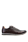 Magnanni Brown leather sneakers for men - contrasting sole, textured leather weaving. 100% genuine leather. lacing. height 2 cm. Country of manufacture: Italy. Care: specialized cleaning - photo 1