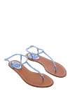 Rene Caovilla Blue leather sandals for women - contrasting sole, rhinestones. leather, metal, polyester. buckle. Heel height: 2 cm. Country of manufacture: Italy. Care: specialized cleaning - photo 3