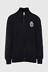 Billionaire Men's cashmere and weasel cardigan black - Embroidery brand emblem. 100% cashmere, 100% weasel. Closure: Zipper. Two side pockets. Country of manufacture: Italy. Care: specialized cleaning - photo 1