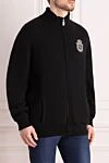 Billionaire Men's cashmere and weasel cardigan black - Embroidery brand emblem. 100% cashmere, 100% weasel. Closure: Zipper. Two side pockets. Country of manufacture: Italy. Care: specialized cleaning - photo 3