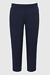 Peserico Blue wool trousers for women - two side pockets. 96% wool, 4% elastane. elastic belt, zipper. Country of manufacture: Italy. Care: specialized cleaning - photo 1