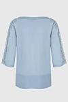 Blue viscose and polyamide jumper for women D.Exterior - V-neck, lace on the sleeves. 80% viscose, 20% polyamide. Country of manufacture: Italy. Care: specialized cleaning - photo 6