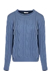 Casheart Blue cashmere jumper for women - textured knitwear. 100% cashmere. Country of manufacture: Italy. Care: specialized cleaning - photo 1