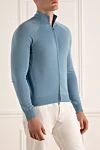 Malo Men's cotton cardigan blue - 100% cotton. Closure: Zipper. Country of manufacture: Italy. Care: specialized cleaning - photo 3