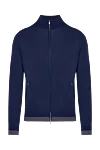 Malo Men's cotton cardigan blue - Contrast cuffs. 100% cotton. Closure: Zipper. Country of manufacture: Italy. Care: specialized cleaning - photo 1