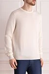 Malo White cotton jumper for men - 100% cotton. Country of manufacture: Italy. Care: specialized cleaning - photo 3