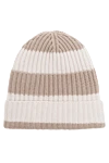 Malo Beige cashmere hat for men - Rib, stripe pattern. 100% cashmere. Country of manufacture: Italy. Care: specialized cleaning - photo 1