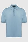 Stefano Ricci Мужское трикотажное поло в классическом голубом цвете на трех пуговицах - 100% шёлк. Пуговицы. Страна производитель: Италия. Уход: специализированная чистка - фото 1