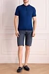 Blue cotton shorts for men Stefano Ricci - 70% cotton, 30% linen. Fastener: zipper, button. Three side pockets, two back pockets. Country of origin: Italy. Care: specialized cleaning - photo 2