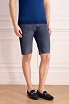 Stefano Ricci Blue cotton shorts for men - 70% cotton, 30% linen. Fastener: zipper, button. Three side pockets, two back pockets. Country of origin: Italy. Care: specialized cleaning - photo 3