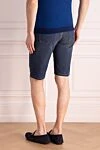 Blue cotton shorts for men Stefano Ricci - 70% cotton, 30% linen. Fastener: zipper, button. Three side pockets, two back pockets. Country of origin: Italy. Care: specialized cleaning - photo 4
