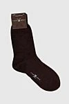 Story Loris Men's brown wool and polyamide socks - logo print. 75% wool, 25% polyamide. Country of manufacture: Italy. Care: specialized cleaning - photo 1