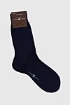 Story Loris Blue wool and polyamide socks for men - logo print. 75% wool, 25% polyamide. Country of manufacture: Italy. Care: specialized cleaning - photo 1