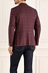Пиджак бордовый мужской Sartoria Latorre - узор клетка. 71% шерсть, 15% шелк, 14% лен. две пуговицы. три внутренних, два боковых, нагрудный карман. 100% купро. Страна производитель: Италия. Уход: специализированная чистка - фото 4