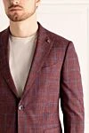 Sartoria Latorre Пиджак бордовый мужской - узор клетка. 71% шерсть, 15% шелк, 14% лен. две пуговицы. три внутренних, два боковых, нагрудный карман. 100% купро. Страна производитель: Италия. Уход: специализированная чистка - фото 5
