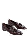 Cesare di Napoli Alligator leather loafers burgundy for men - contrast sole, textured leather. 100% alligator skin. Insole: leather. Sole Height: Heel Height 2cm. Country of manufacture: Italy. Care: specialized cleaning - photo 3