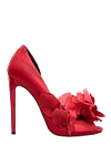 Aleksander Siradekian Red cotton and silk shoes for women - textured flower. cotton, silk. Heel height: 12 centimeters. Country of manufacture: Italy. Care: specialized cleaning - photo 1