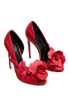 Aleksander Siradekian Red cotton and silk shoes for women - textured flower. cotton, silk. Heel height: 12 centimeters. Country of manufacture: Italy. Care: specialized cleaning - photo 3