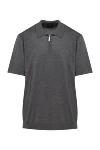 Cesare di Napoli Silk polo gray for men - Embossed pattern. 100% silk. Closure: Zipper. Country of manufacture: Italy. Care: specialized cleaning - photo 1