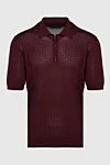 Cesare di Napoli Silk polo burgundy for men - Embossed pattern. 100% silk. Closure: Zipper. Country of manufacture: Italy. Care: specialized cleaning - photo 1