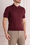 Cesare di Napoli Silk polo burgundy for men - Embossed pattern. 100% silk. Closure: Zipper. Country of manufacture: Italy. Care: specialized cleaning - photo 3