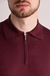 Cesare di Napoli Silk polo burgundy for men - Embossed pattern. 100% silk. Closure: Zipper. Country of manufacture: Italy. Care: specialized cleaning - photo 5