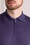 Cesare di Napoli Silk polo purple for men - Embossed pattern. 100% silk. Closure: Zipper. Country of manufacture: Italy. Care: specialized cleaning - photo 5