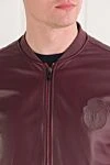 Billionaire Куртка-бомбер бордовая кожаная декорированная эмблемой бренда в тон мужская - Эмблема бренда. 100% кожа. Молния. Два боковых кармана на молнии. Страна производитель: Италия. Уход: специализированная чистка - фото 5
