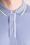 Kiton Blue cotton polo for men - Decoration: Embossed pattern, contrast stripes on the collar. 100% cotton. Buttons. Country of manufacture: Italy. Care: specialized cleaning - photo 5