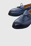 Doucal`s Blue leather loafers for men - laces, contrast sole. heel height 2 cm. 100% genuine leather. Insole: leather. Country of manufacture: Italy. Care: specialized cleaning - photo 5