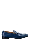 Doucal`s Blue leather loafers for men - buckle, contrast sole. heel height 2 cm. 100% genuine leather. Insole: leather. Country of manufacture: Italy. Care: specialized cleaning - photo 1