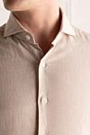 Orian Beige linen and cotton shirt for men - 55% linen, 45% cotton. Closure: buttons. Country of origin: Italy. Care: specialized cleaning - photo 5