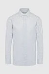 Orian White cotton and elastane shirt for men - small flower pattern. 97% cotton, 3% elastane. Closure: buttons. Country of origin: Italy. Care: specialized cleaning - photo 1