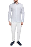 White cotton and elastane shirt for men Orian - small flower pattern. 97% cotton, 3% elastane. Closure: buttons. Country of origin: Italy. Care: specialized cleaning - photo 2