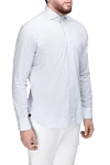 Orian White cotton and elastane shirt for men - small flower pattern. 97% cotton, 3% elastane. Closure: buttons. Country of origin: Italy. Care: specialized cleaning - photo 3